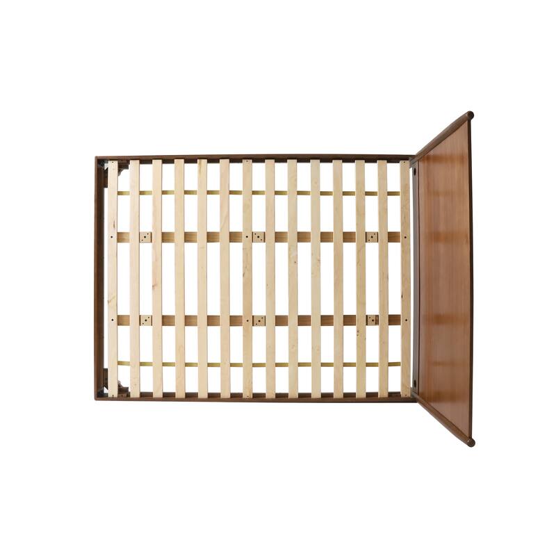 Classic Low Profile Platform Bed Wood Frame Bed Wingback Bed Slat Support Bed