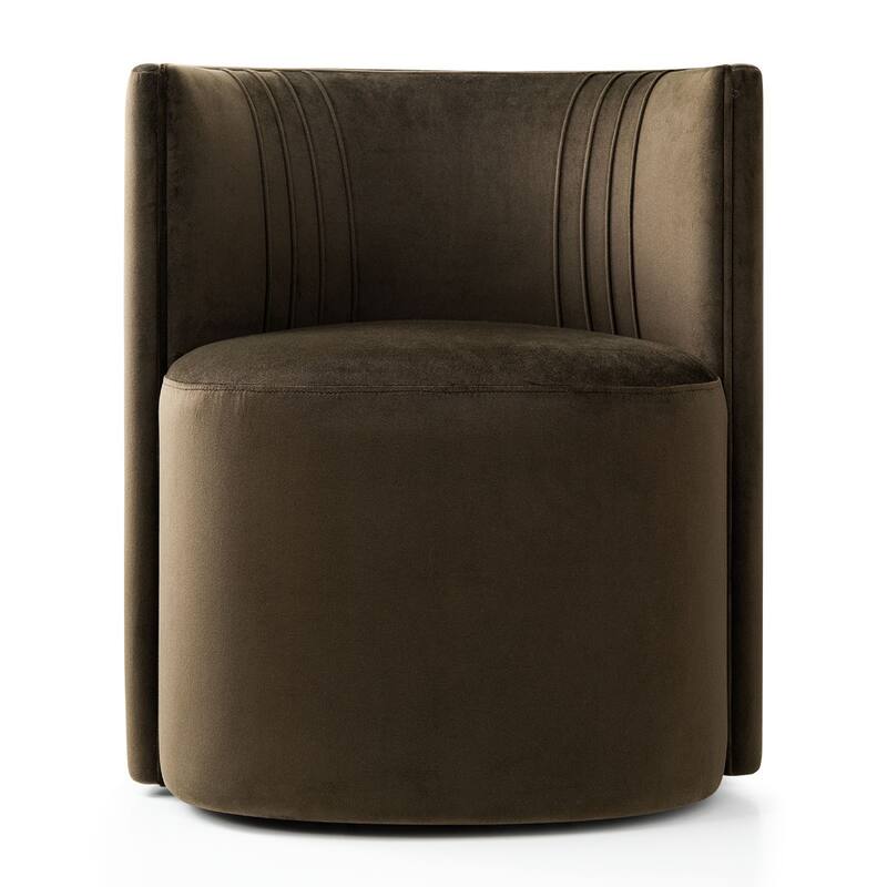 Velvet Swivel Dining Chairs with Rolling Casters, Upholstered Barrel Back Dining ArmChairs
