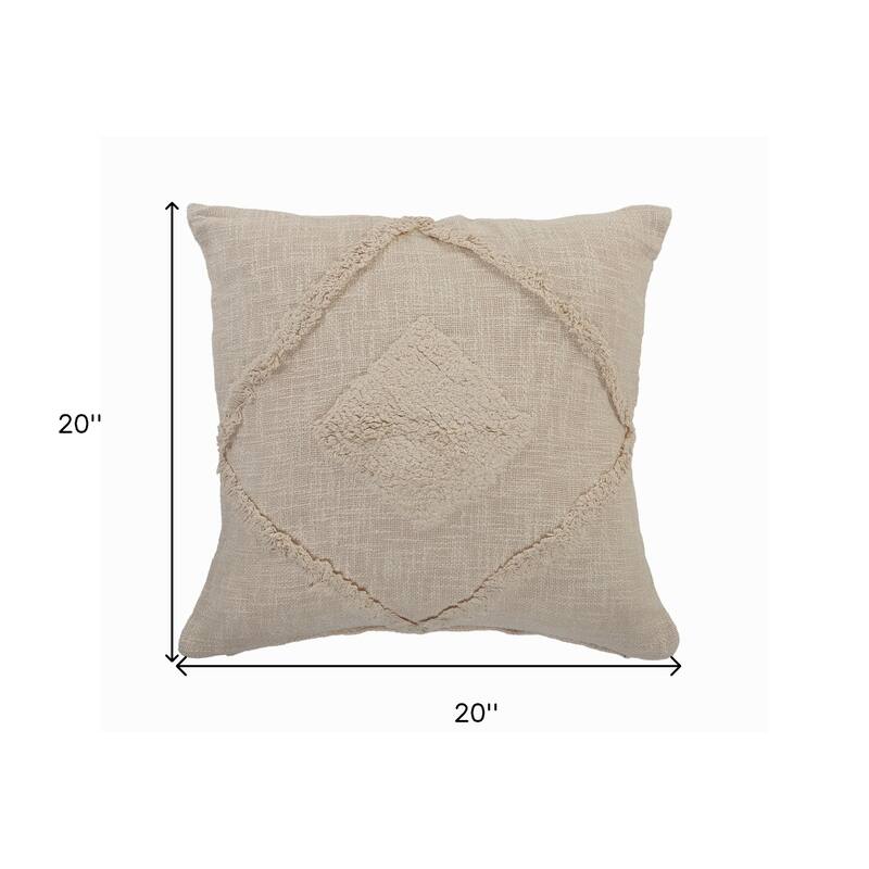 HomeRoots 20" X 20" Birch 100% Cotton Geometric Zippered Pillow