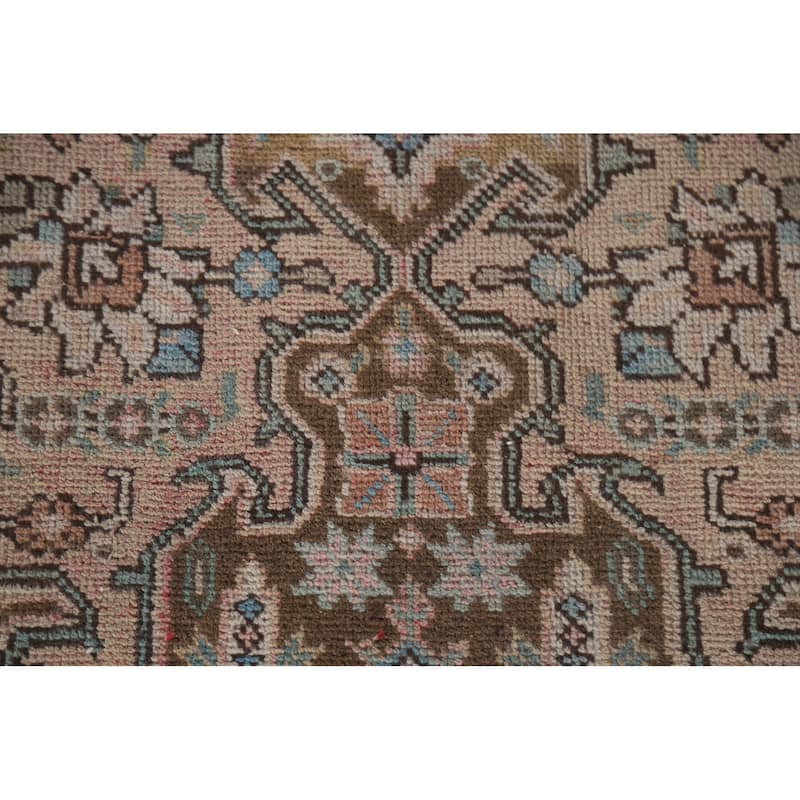 Hand Knotted Oriental 100% Wool Carpet Traditional Medallion Pink Tabriz Area Rug - 9' 8'' X 6' 5''
