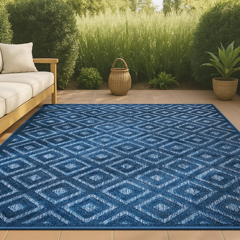 JONATHAN Y Ankara Neutral Diamond Trellis Indoor/Outdoor Area Rug