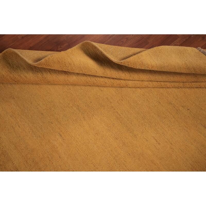 Modern Yellow Gabbeh Oriental Area Rug Hand-Knotted Wool Carpet - 5'6" x 7'8"