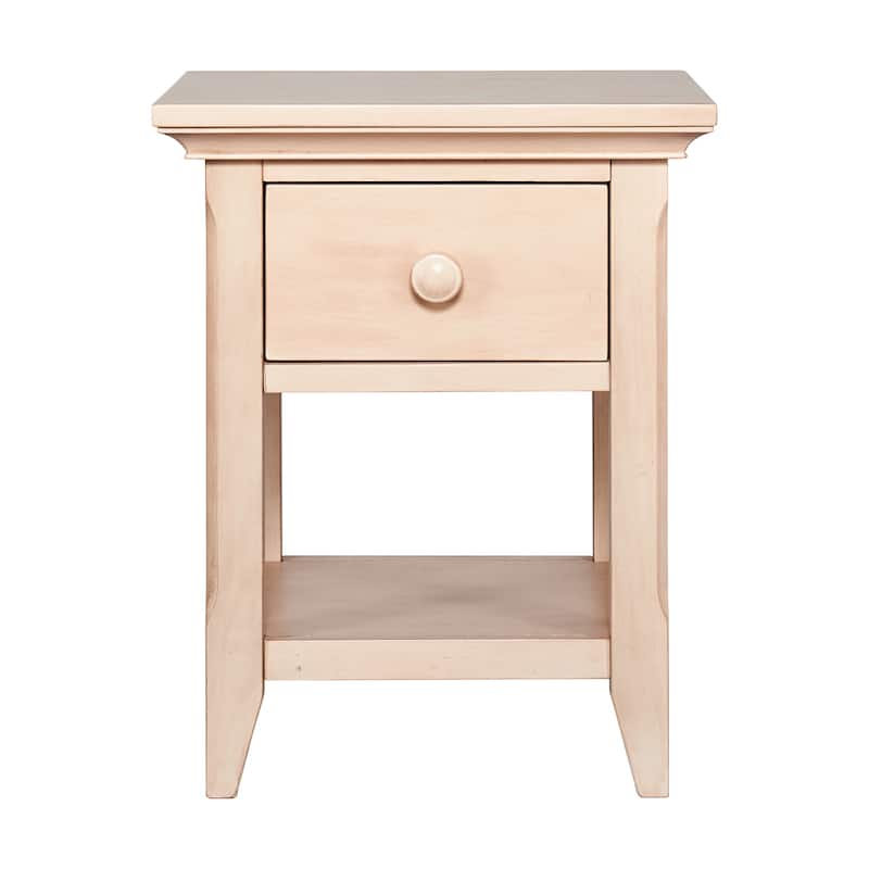 HomeRoots 24" Sand Solid Wood Solid and Manufactured Wood One Drawer Nightstand