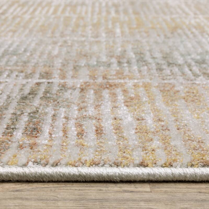 Melody Distressed Stripe Beige/ Multi Area Rug