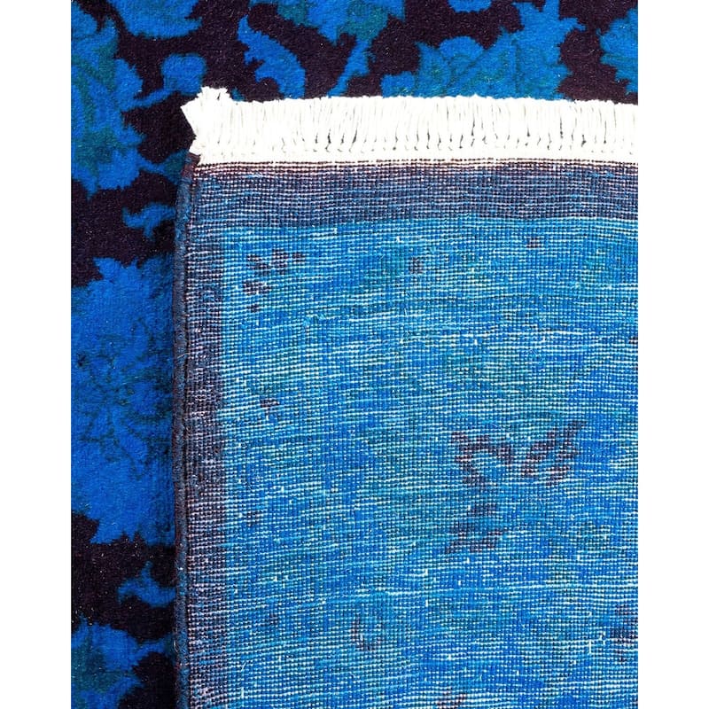 Overton Hand Knotted Wool Vintage Inspired Modern Contemporary Overdyed Blue Area Rug - 4' 3" x 6' 3"