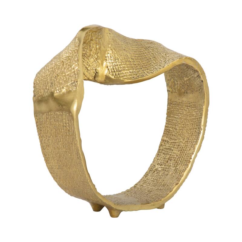 Twisted Hammered Ring Table Sculpture and Statues for Home Decor, Gold