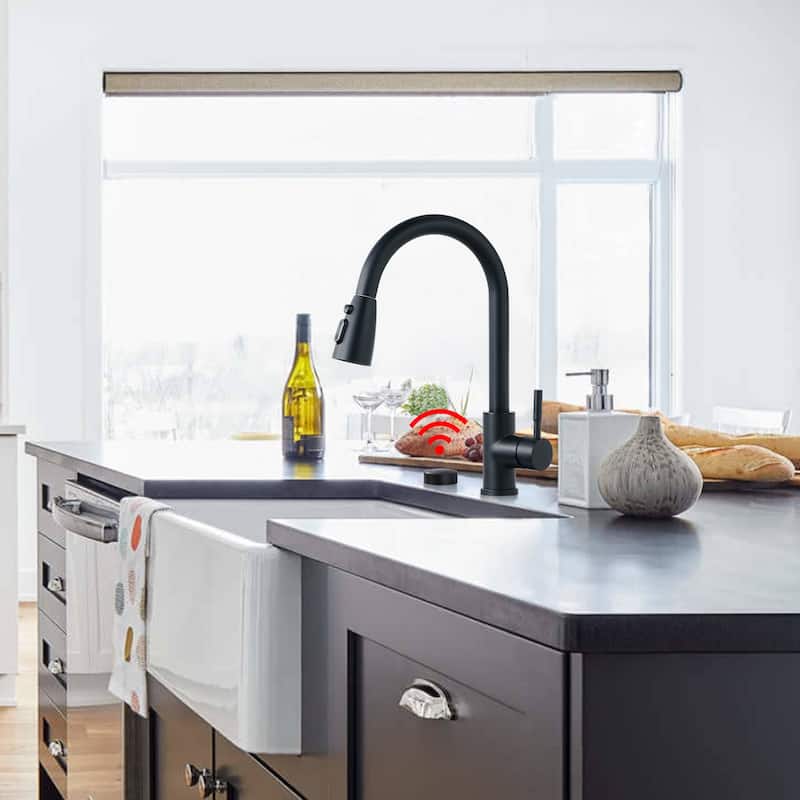 WOWOW Single Handle Pull Down Sprayer Kitchen Faucet with Mobile Sensor