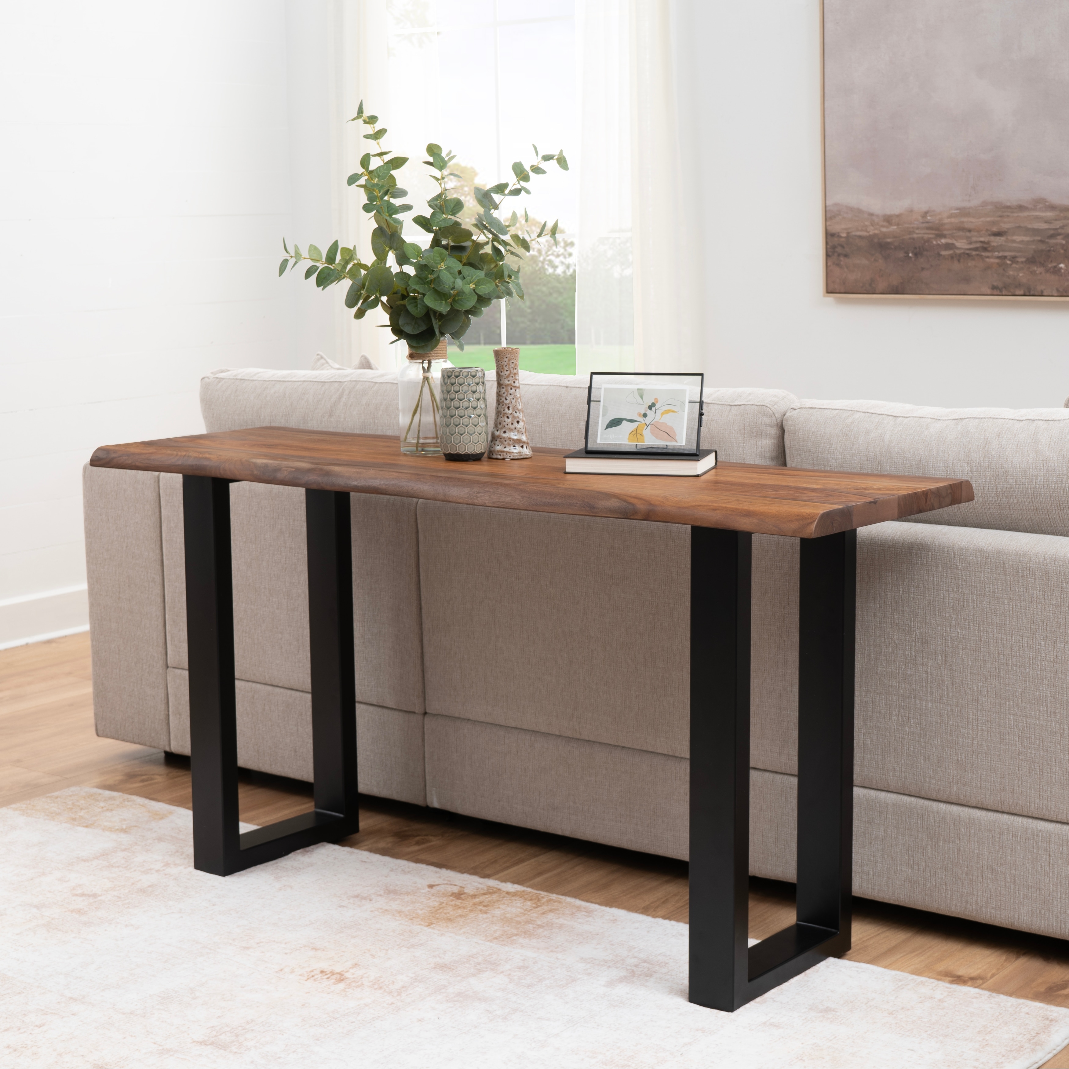 Coast to Coast Bozeman Live Edge Wood and Metal Base Table