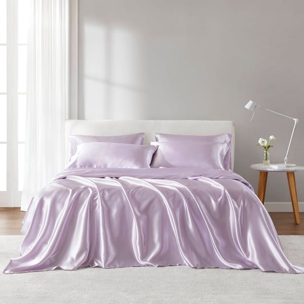 Madison Park Essentials Satin Luxury 6 PC Sheet Set - Queen - Lilac