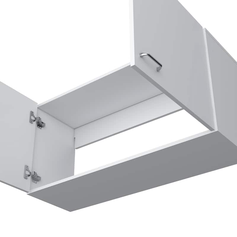 Wall cabinet 19"H, two Doors, two internal Shelves, White
