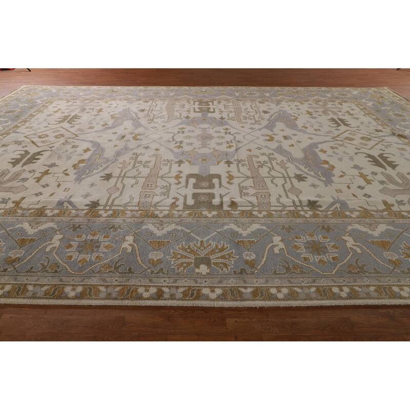Large Oushak Oriental Area Rug Hand-Knotted Wool Carpet - 12'2" x 17'7"