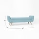 preview thumbnail 15 of 43, HomePop Modern Sherpa Storage Bench with Wood Legs - Cream
