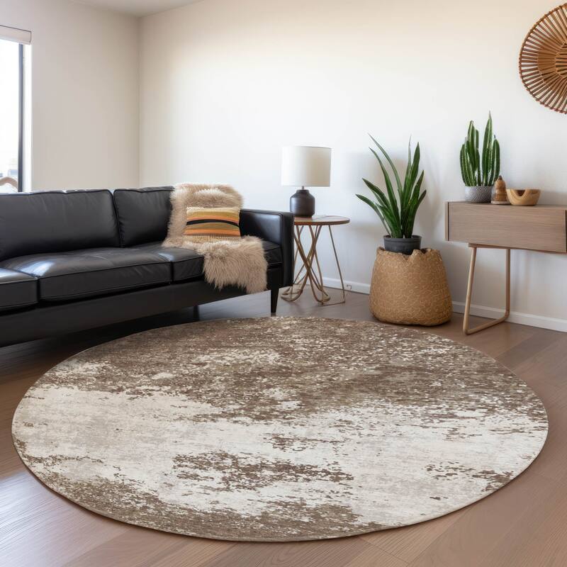 Premium Washable Super Soft Abstract Solid Mayfield Rug - Brown - 8' x 8'