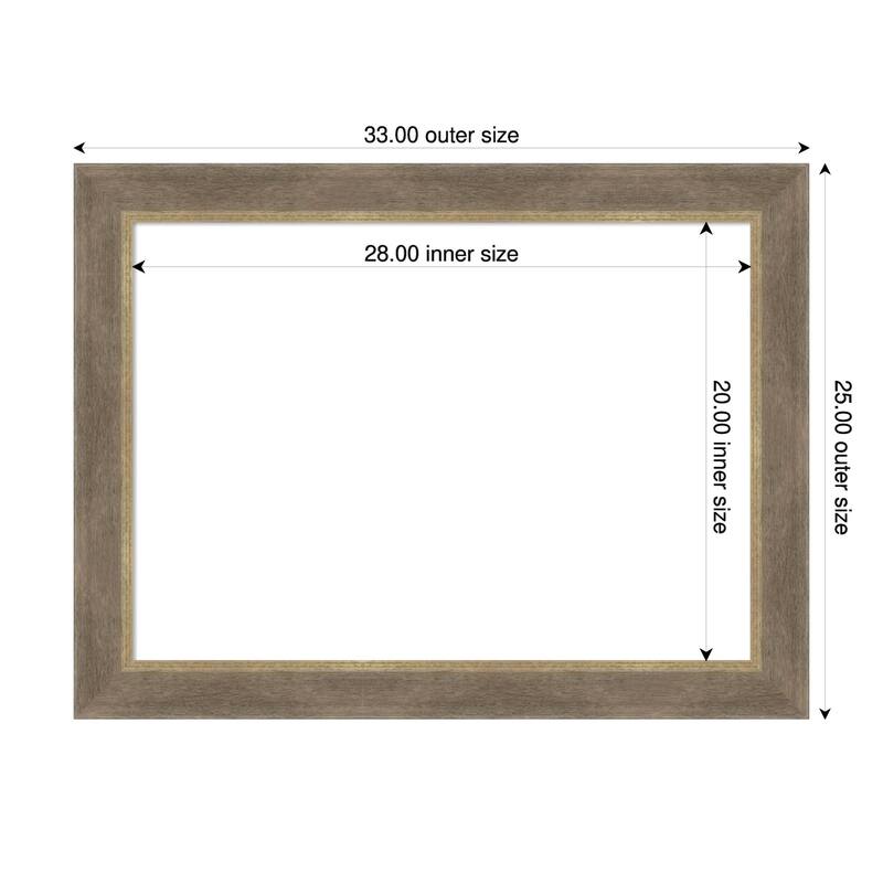 Driftwood Tan Framed Dry Erase Magnetic Board - 33 x 25 in