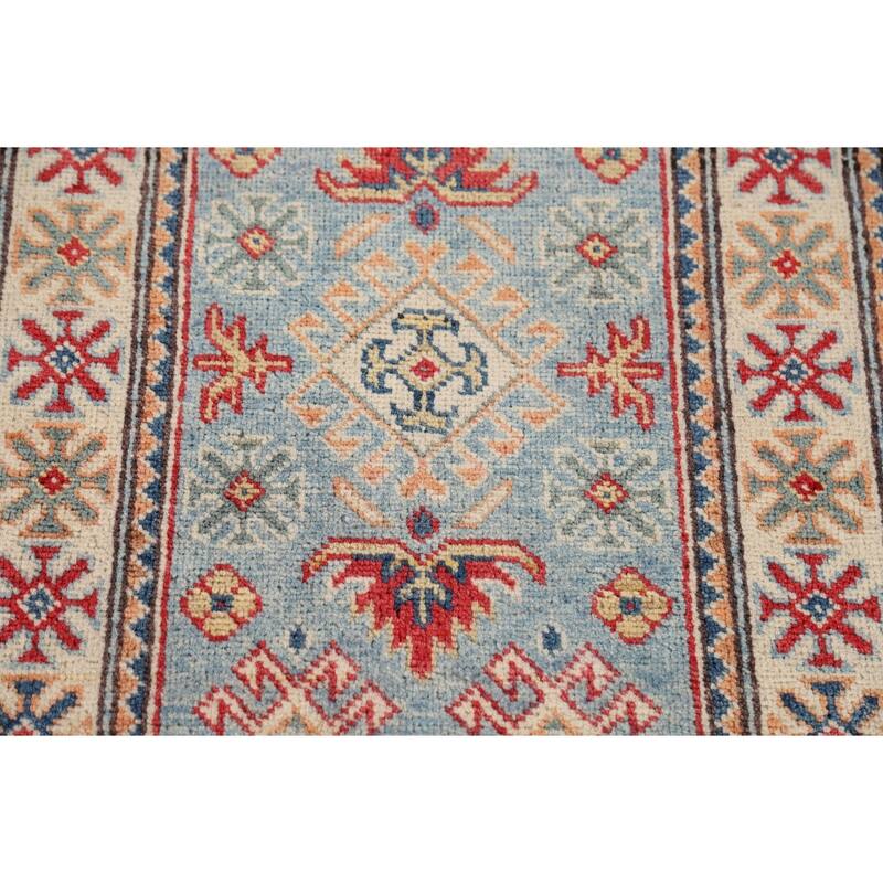 Light Blue Kazak Foyer Rug Handmade Wool Carpet - 2'1" x 3'1"