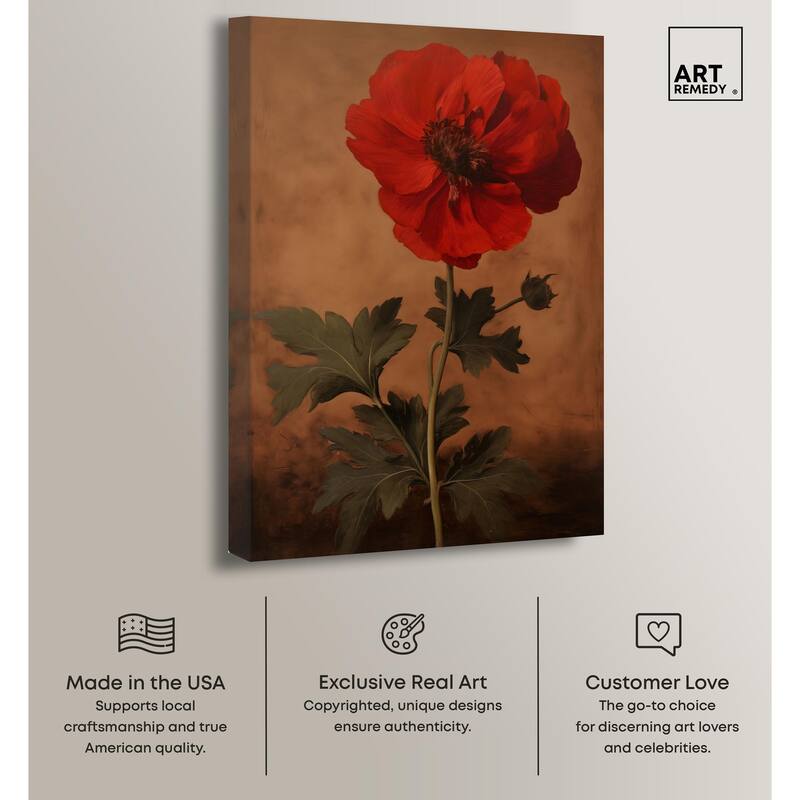 Flourish in Red II Canvas by Art Remedy, Gallery Wrapped