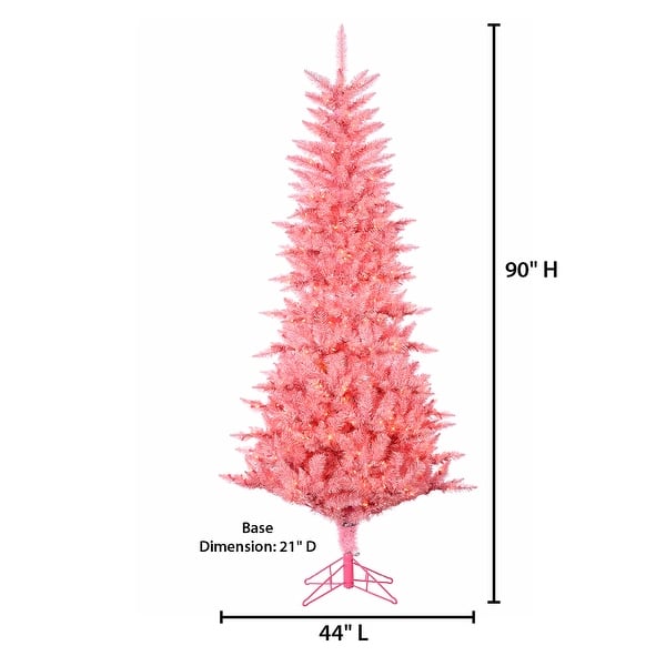 7.5 Foot Pink Tuscany Tinsel Tree with 450 Clear Lights - N/A