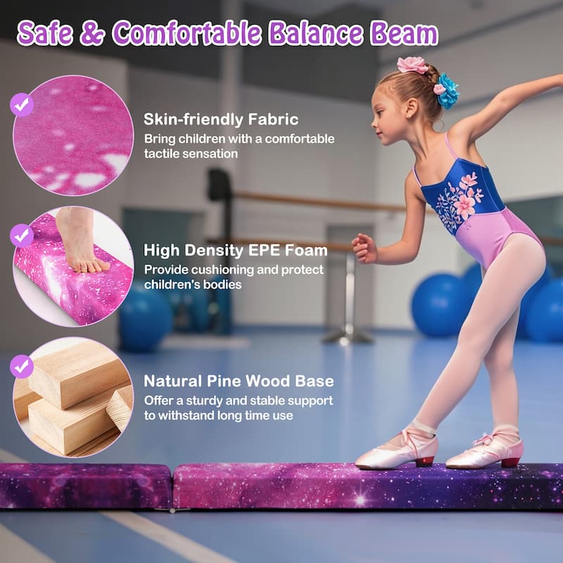 Gymax 7FT Folding Gymnastic Beam Portable Floor Balance Beam w/Handles