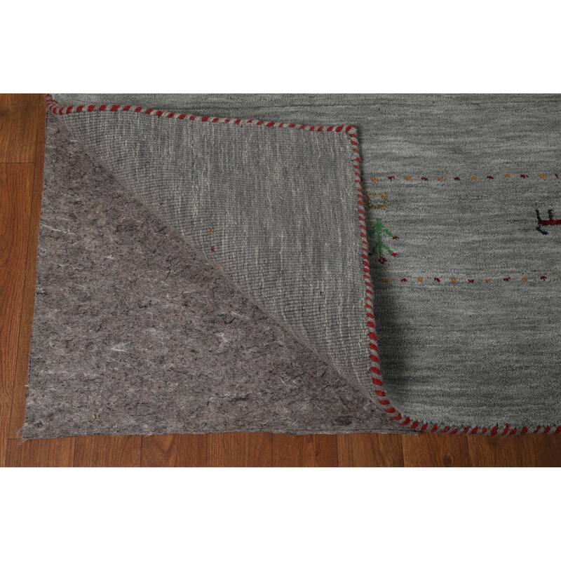 Tribal Gray Gabbeh Indian Rug Hand-Knotted Bedroom Wool Carpet - 8'0" x 9'9"