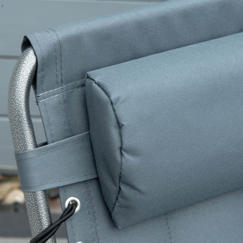 Patio Padded Folding Chaise Lounge Chair, Outdoor 6-Level Reclining Camping Tanning Chair with Headrest