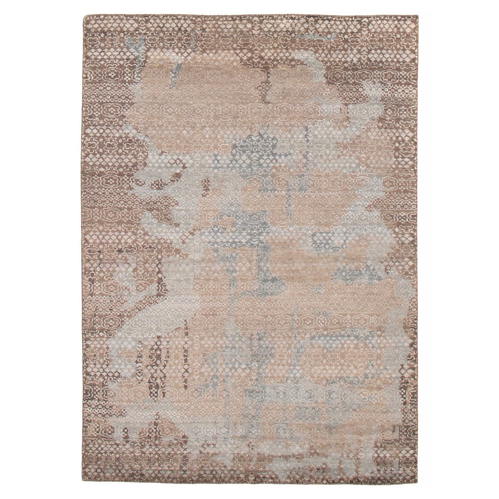 ECARPETGALLERY Hand-knotted Tangier Taupe Silk, Wool Rug - 5'3 x 7'6