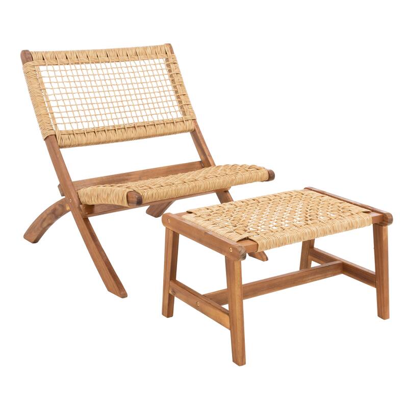 SAFAVIEH Lissy Acacia/ Rope Outdoor Chair & Table Set - 24W x 28D x 31H