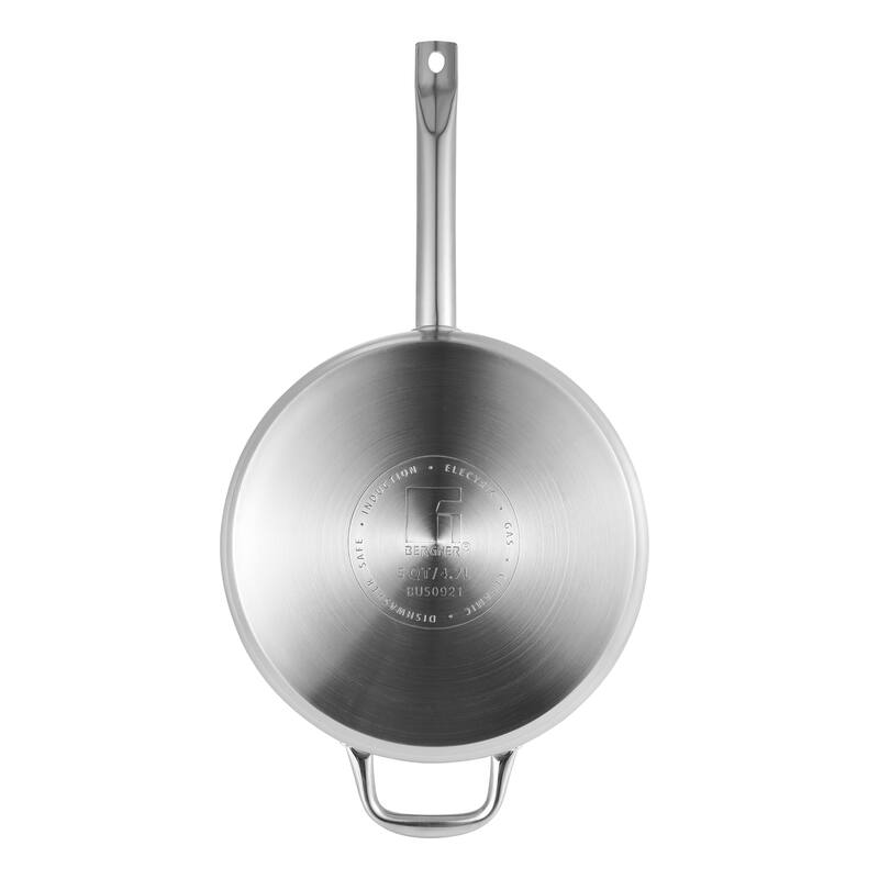 Bergner 5Quart Saute Pan with Helper Handle Stainless Steel Dishwasher