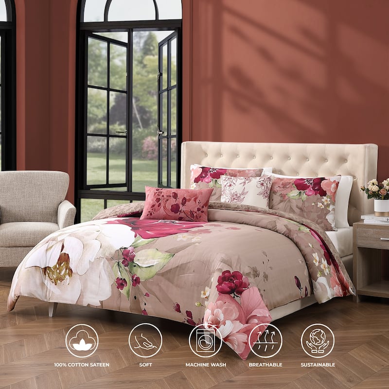 Bebejan Florence 100% Cotton Sateen 5 Piece Reversible Comforter Set