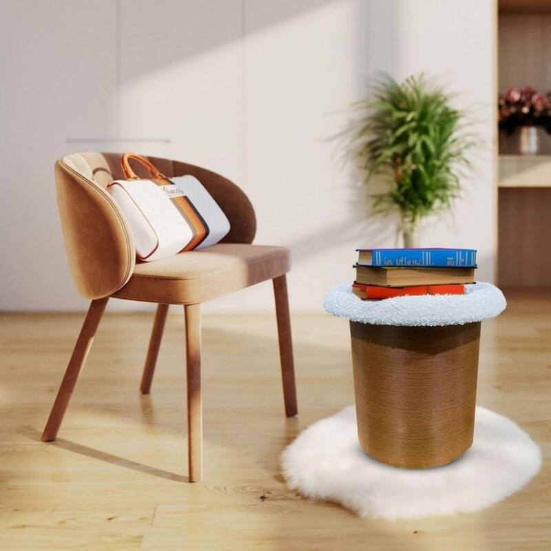 Boucle Round Storage Ottoman Foot Stool Small Ottoman for Living Room