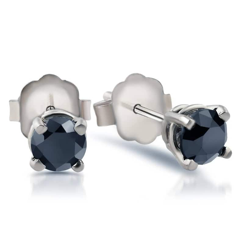 White Gold 1/2ct Round Cut Black Diamond Studs