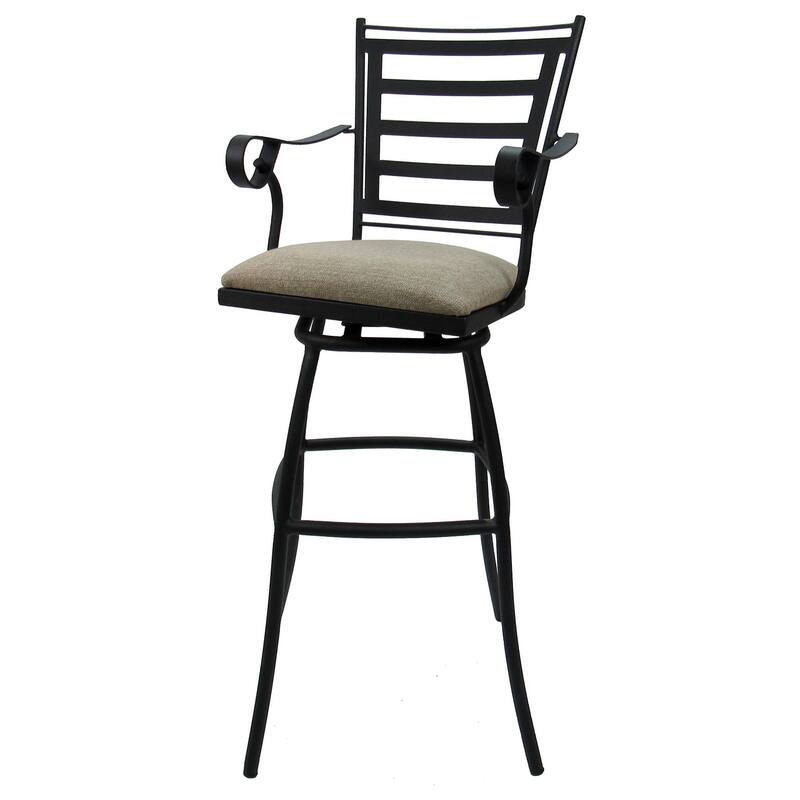 Outdoor Bar Height 30" Swivel Bar Stool Jenna - Black Frame - 30 inch Seat - Knobbly Taupe