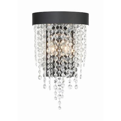 Winham 2 Light Black Forged Wall Mount - 9.5"W x 16"H x 5.5"D