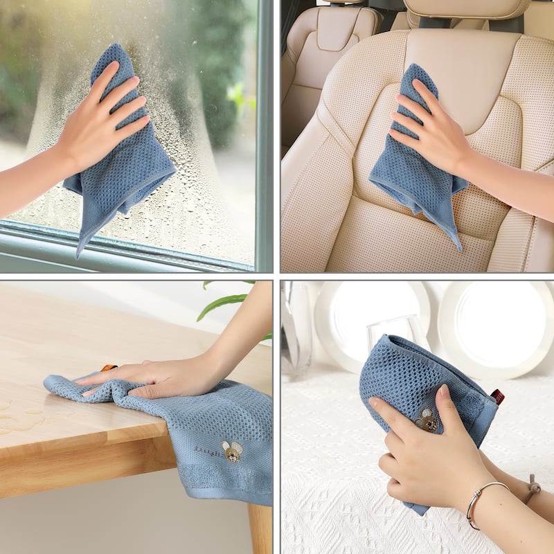 Cotton Cleaning Cloth, 6 Pack Cleaning Rag Solid Kitchen Towels for Dish Drying Washing Lint Free Rags - Blue 12" x 12"