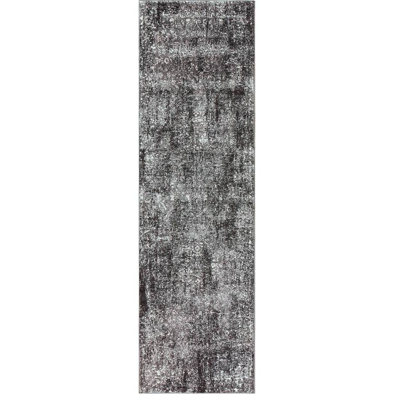 Alora Decor Swagger Black, Grey, and Ivory Persian-style Medallion Rug - 2'3" x 7'7" - Dark Grey/Ivory