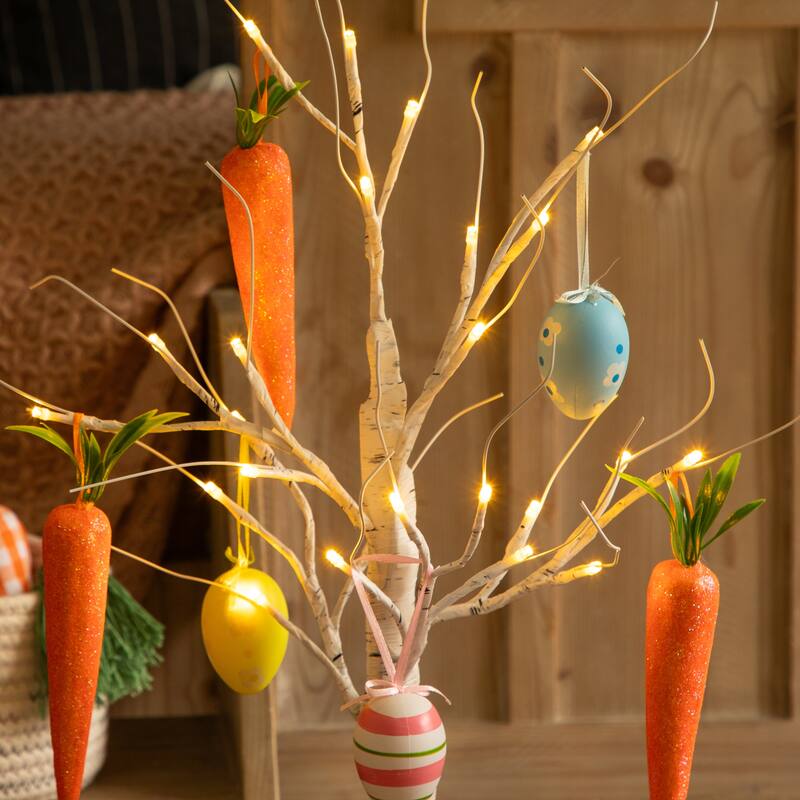 2-ft Pre-Lit Easter Egg and Carrots Twig Tree with 24 LED Lights