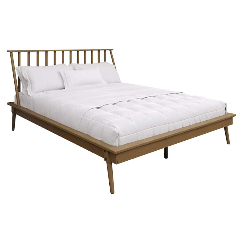 CraftPorch Vintage Wooden Platform Bed - Light Oak - Queen