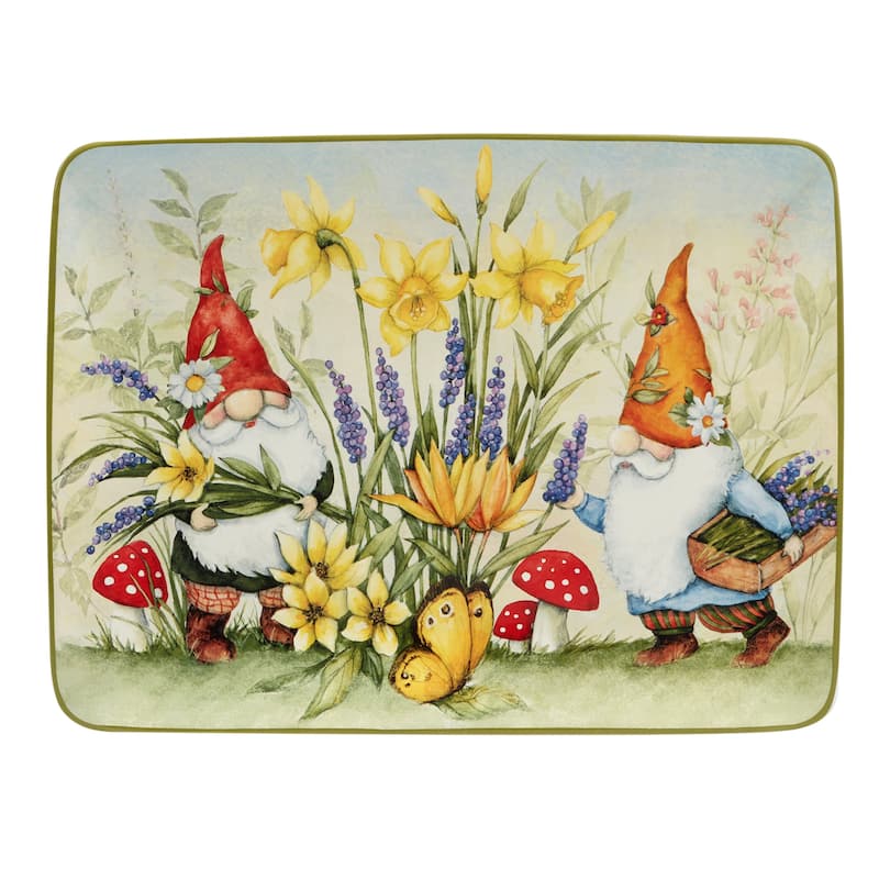 Certified International Garden Gnomes Rectangular Platter 16" x 12" - 16" x 12"