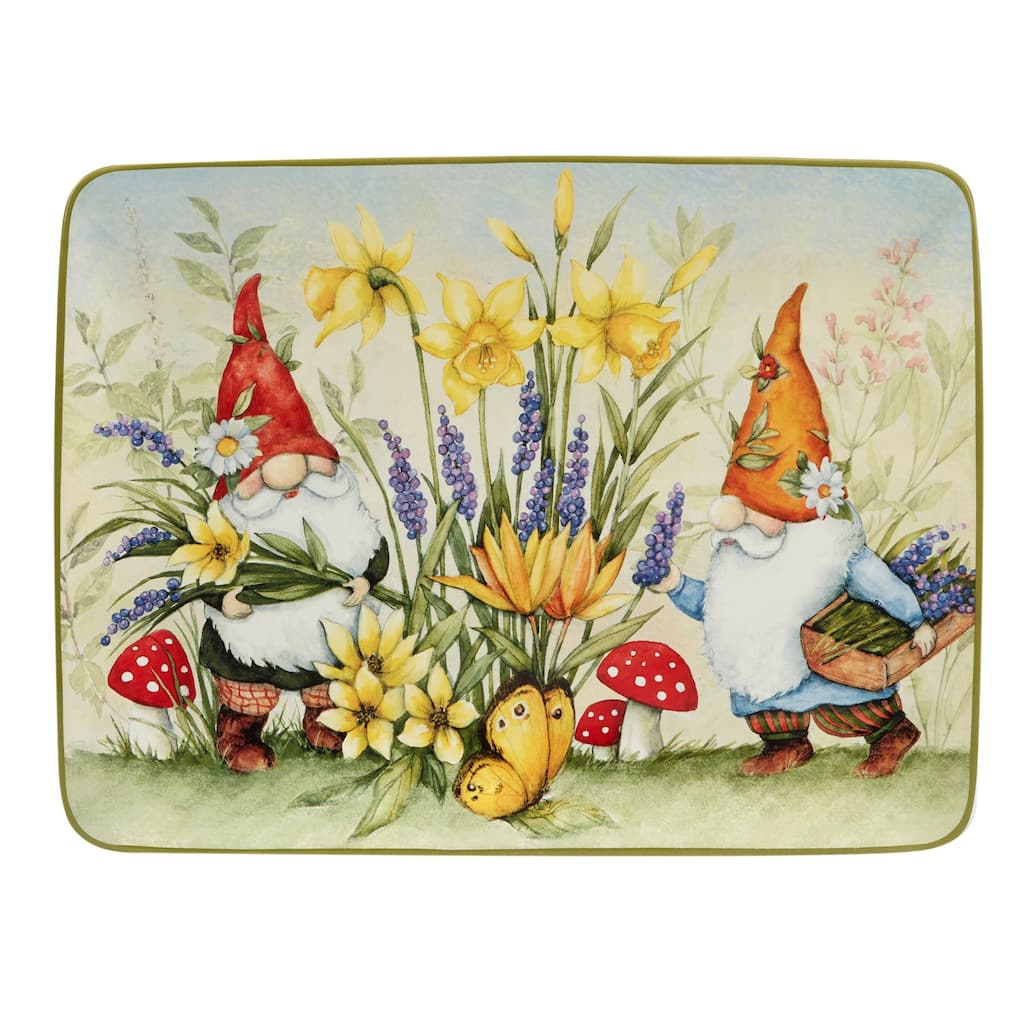Certified International Garden Gnomes Rectangular Platter 16" x 12" - 16" x 12"