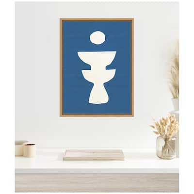 Kate and Laurel Sylvie Ceramic Blue Beige 4 Framed Canvas by Rocket Jack