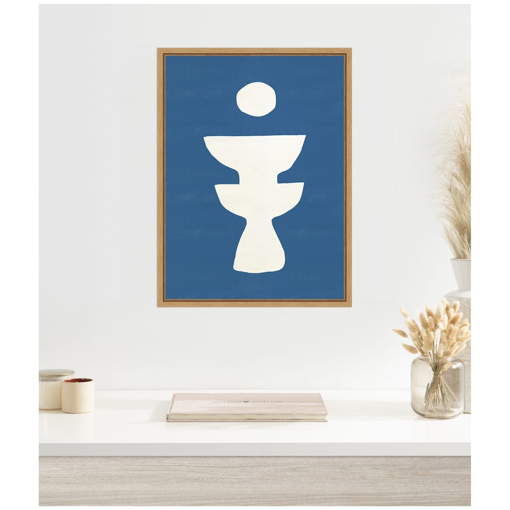 Kate and Laurel Sylvie Ceramic Blue Beige 4 Framed Canvas by Rocket Jack