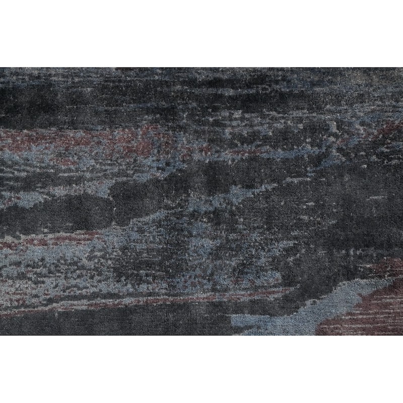 Hand Knotted Oriental Viscose Silk Carpet Modern Pictorial Multi-Colored Abstract Area Rug - 7' 9'' X 5' 8''