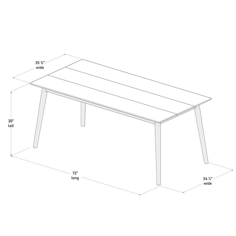 Mid-Century Modern 48" Rectangular Dining Table for 6