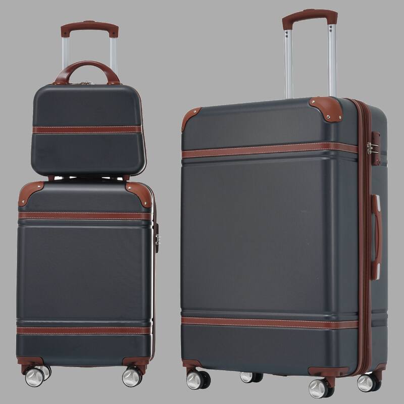 Lightweight 3-Piece Hardside Luggage Set with TSA Lock, 20" & 28" Spinner Suitcases & Cosmetic Case