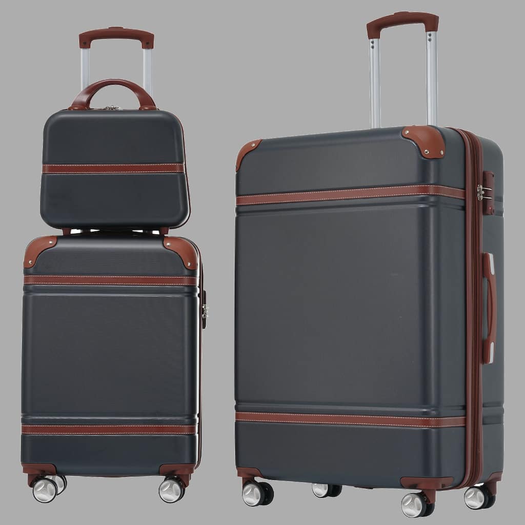 Lightweight 3-Piece Hardside Luggage Set with TSA Lock, 20" & 28" Spinner Suitcases & Cosmetic Case