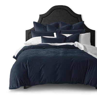 6ix Tailors Cascade Velvet True Navy Comforter 8 Piece Designer Set
