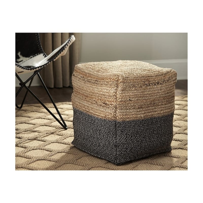 Signature Design by Ashley Sweed Valley Natural/Black Pouf