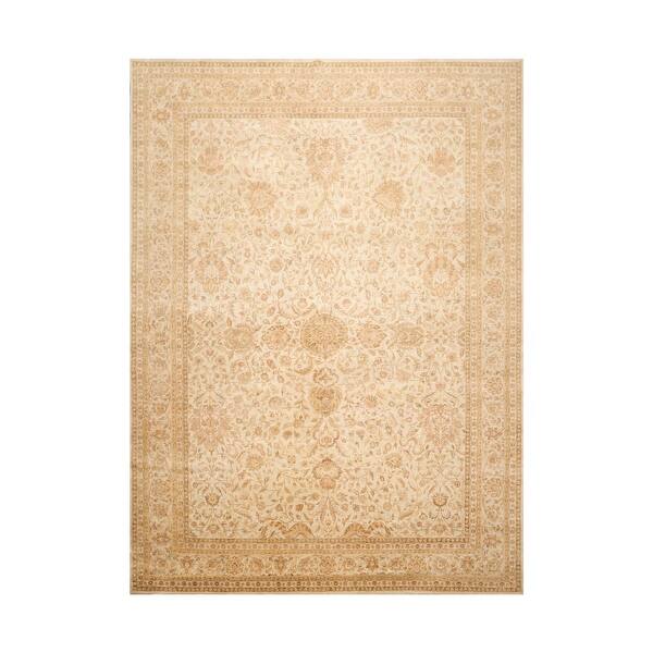 Hand Knotted Agra Beige,Gold Wool Traditional Oriental Rug (9x12 