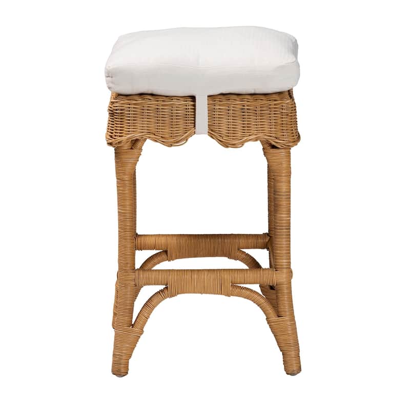 Muy Bohemian Scallop Honey Rattan Counter Stool