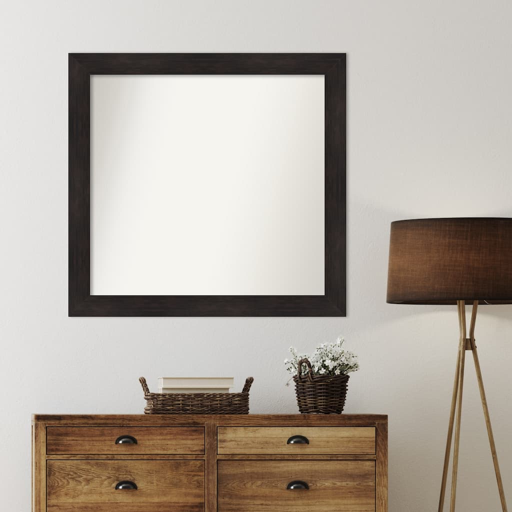 Furniture Espresso Framed Non-Beveled Custom Wall Mirror, Bathroom Vanity Mirror