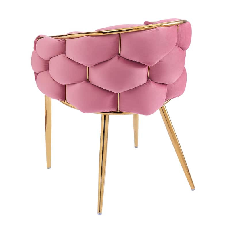 Pink 29.5" Velvet Arm Chair with Gold Legs